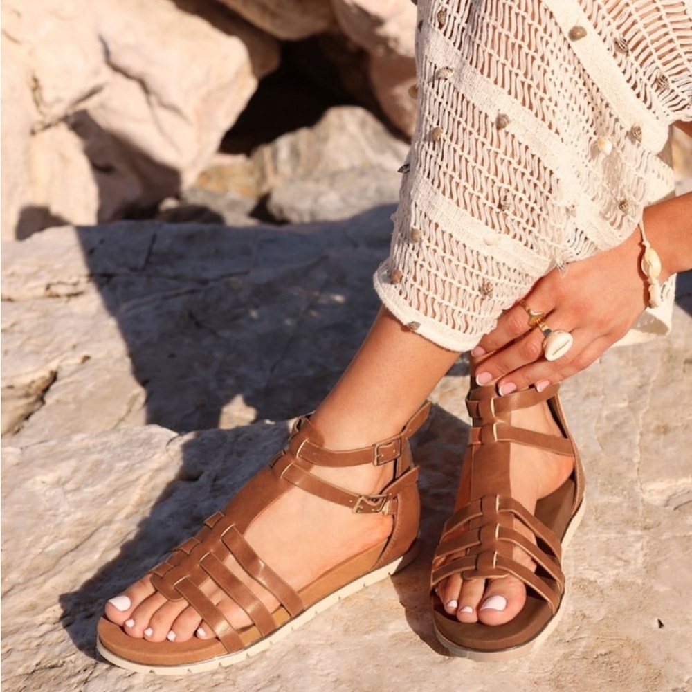 Andrea Gladiator Sandals Womens Size 9 Brown Strappy Ankle Strap Casual